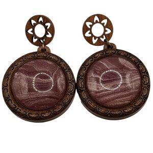 Elegant Brown and Maroon Wooden Earrings